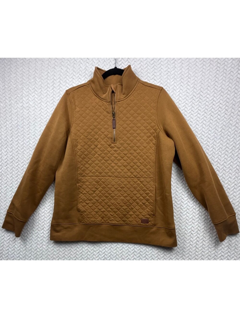 L.L.Bean Quilted Half-Zip Pullover Sweatshirt in Tan
